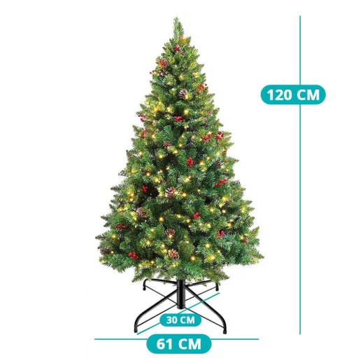 Umělý vánoční stromek s 100 LED diodami, teplý bílý, 120 cm