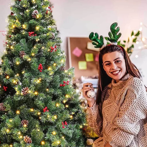 Umělý vánoční stromek s 260 LED diodami, teplý bílý, 180 cm