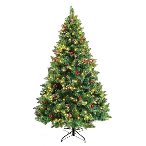 Umělý vánoční stromek s 320 LED diodami, teplý bílý, 210 cm