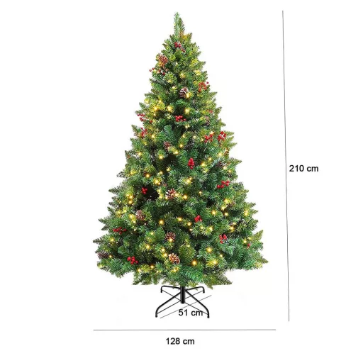 Umělý vánoční stromek s 320 LED diodami, teplý bílý, 210 cm