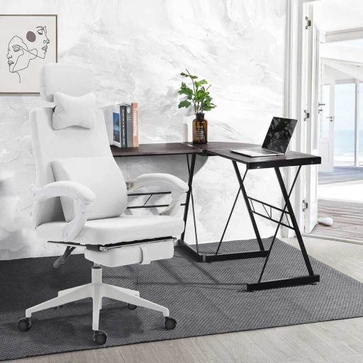 Otočná kancelářská židle s opěrkou hlavy - ve více barvách - bílá