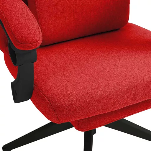 Otočná kancelářská židle s opěrkou hlavy a nohou červená