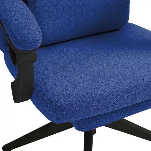 Otočná kancelářská židle s opěrkou hlavy a nohou tmavě modrá