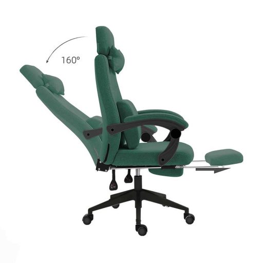 Otočná kancelářská židle s opěrkou hlavy a nohou - zelená
