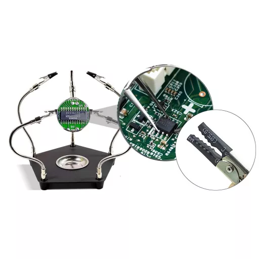 Držák splošných spojů  s připínacími rameny a lupou