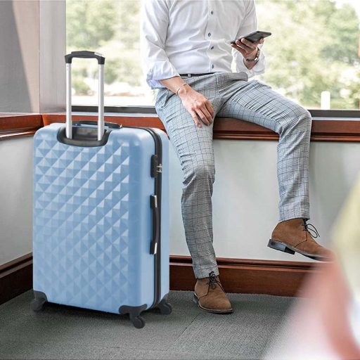 Sada cestovního kufru s kosmetickou taštičkou ve více barvách-ocelově modrá