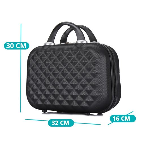 Sada cestovního kufru s kosmetickou taštičkou ve více barvách-černá