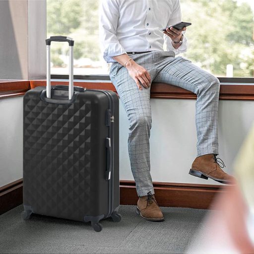 Sada cestovního kufru s kosmetickou taštičkou ve více barvách-černá