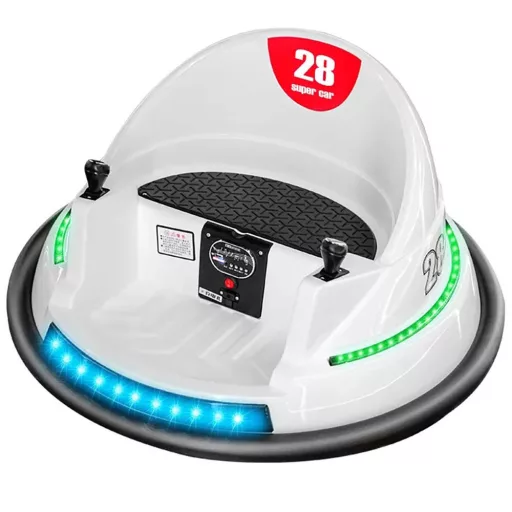 Elektrický dětský dodgem, 6V, s baterií, dálkovým ovládáním, bílý
