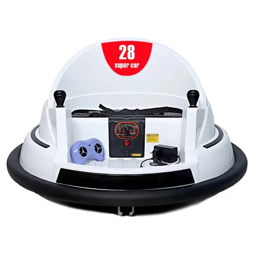 Elektrický dětský dodgem, 6V, s baterií, dálkovým ovládáním, bílý