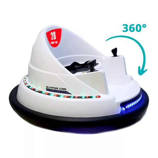 Elektrický dětský dodgem, 6V, s baterií, dálkovým ovládáním, bílý