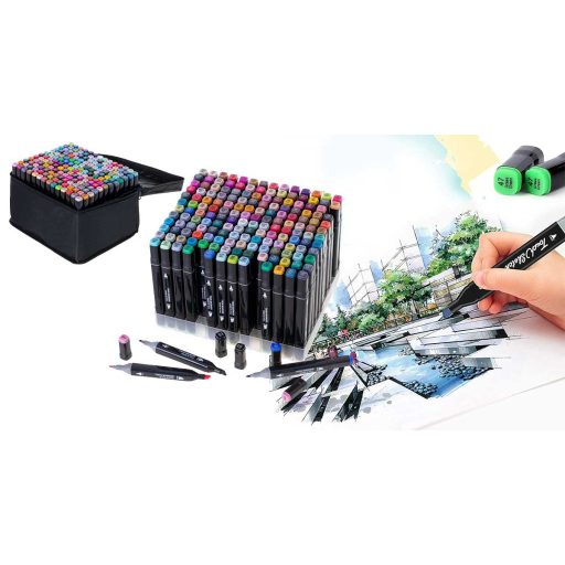 Sada oboustranných popisovačů v plastovém sáčku jako dárek