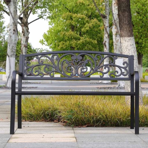 Zahradní lavice, s listy