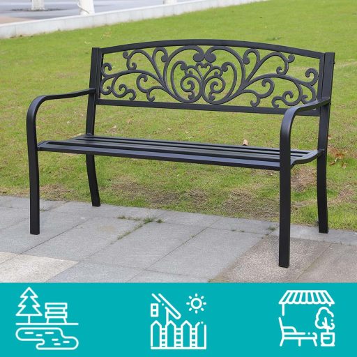 Zahradní lavice, s listy