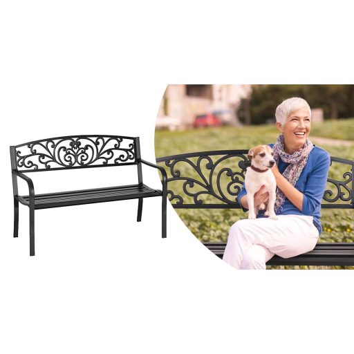 Zahradní lavice, s listy