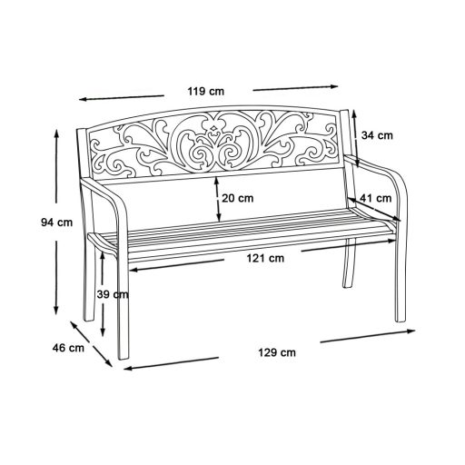 Zahradní lavice, s listy