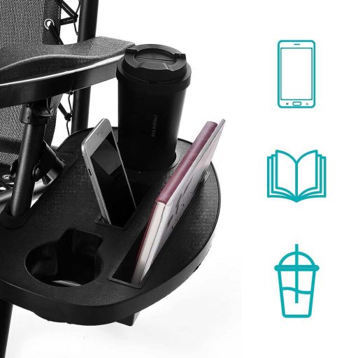 Nulová gravitační zahradní židle se stříškou a držákem na sklenici, 2 ks ve více barvách-černá