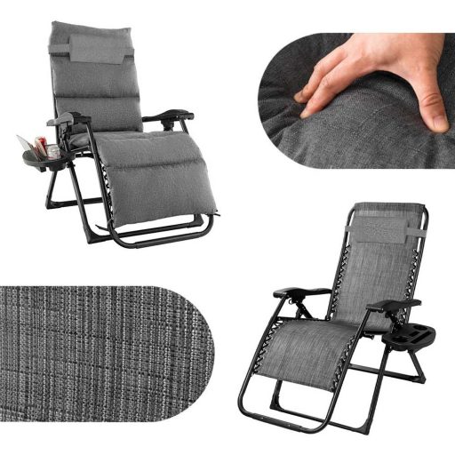 Polstrovaná nulová gravitační židle ve více barvách-šedivá