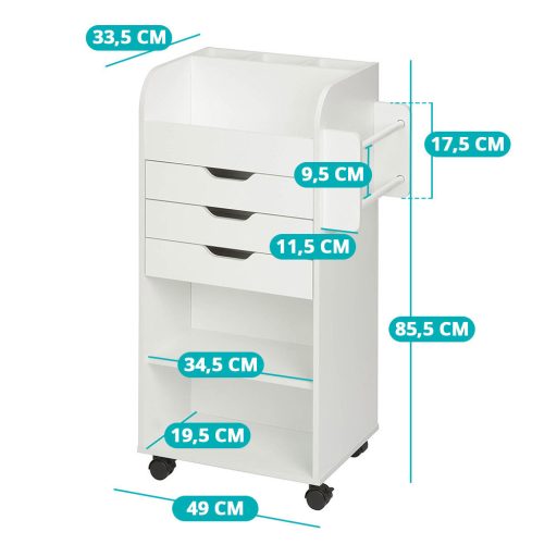 Pojízdná úložná skříň s policemi a zásuvkami