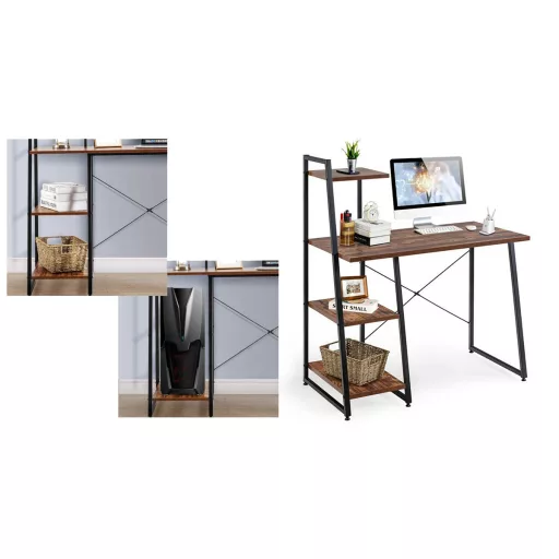Kompaktní počítačový stůl, pracovní stanice se 4 policemi