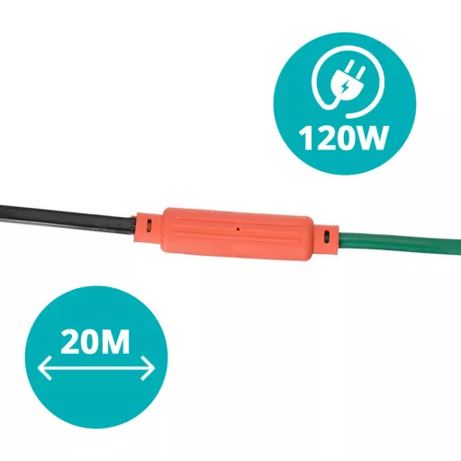 Zahradní topný kabel pro rostliny v několika velikostech, 120W, 20m