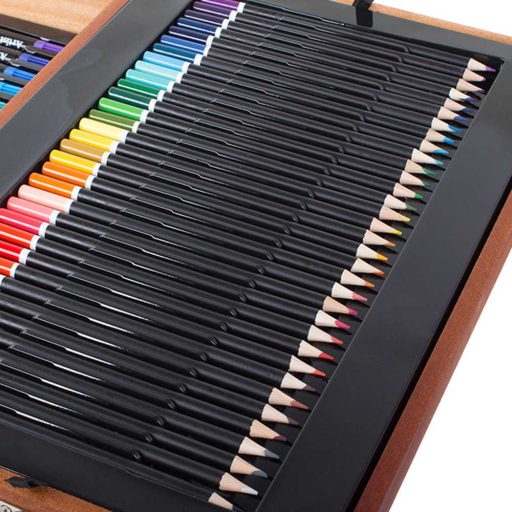 174dílná sada na malování a kreslení v praktické dřevěné dárkové krabičce