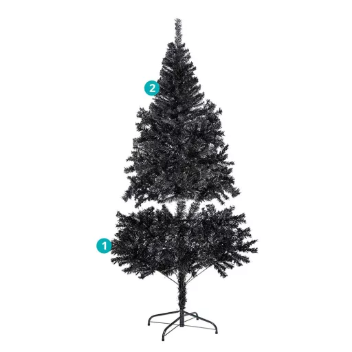 Černý umělý vánoční stromek, 120cm 230 větví