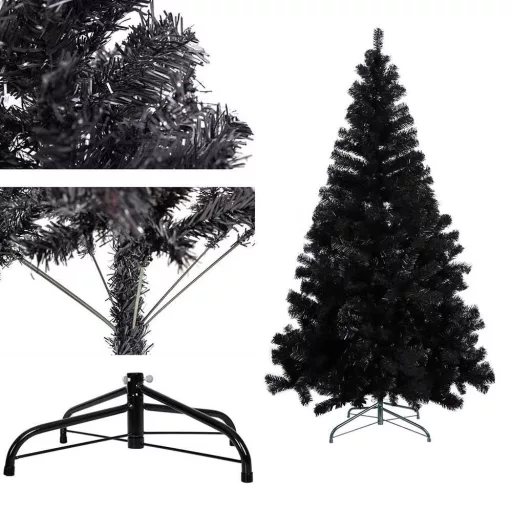 Černý umělý vánoční stromek, 210cm 1000 větví