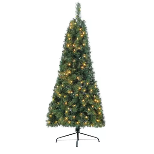 Poloviční umělý vánoční stromek 110 LED-ů, 150 cm 220 větví