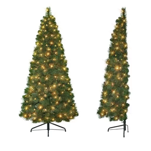 Poloviční umělý vánoční stromek 160 LED-ů, 180 cm 340 větví