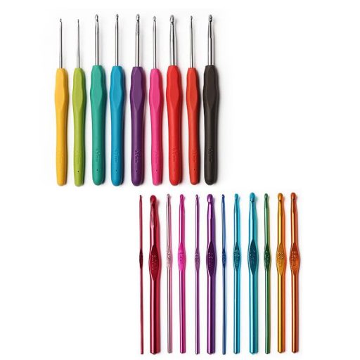 Háčkovaná sada s barevnou přízí a doplňky