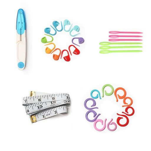 Háčkovaná sada s barevnou přízí a doplňky