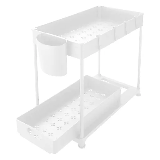 Dvojpatrový systém organizéru pod dřezy - 2 kusy, bílý