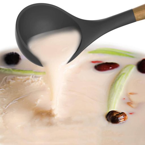 14dílná sada kuchyňského náčiní, se žáruvzdornou silikonovou hlavou, držákem, tmavošedá