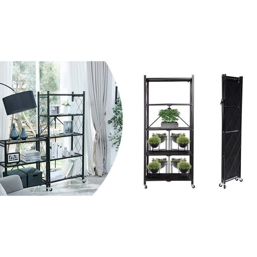 Skládací pojízdný kuchyňský úložný regál, kovový