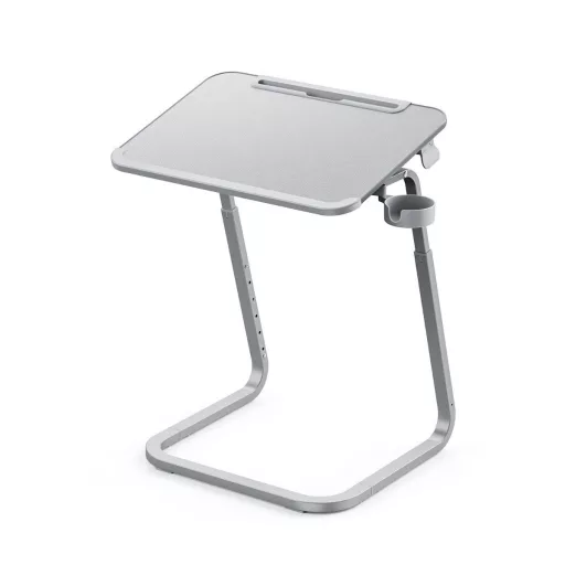 Nastavitelný snídaňový stůl s držákem na tablet, šedá