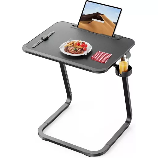 Nastavitelný snídaňový stůl s držákem na tablet, černá