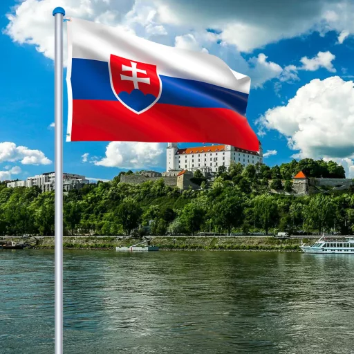 Vlajka se stožárem 90x150cm se slovenskou vlajkou