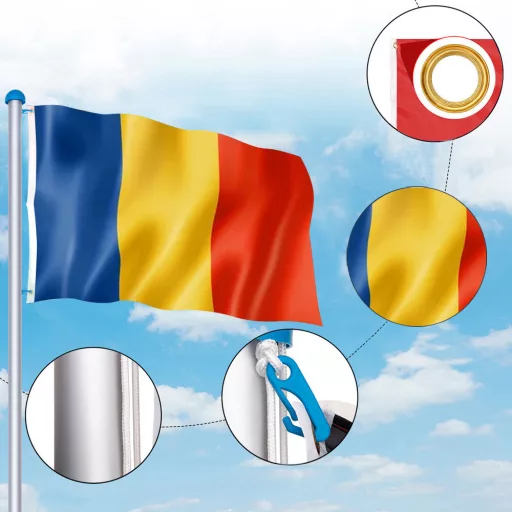 Vlajka se stožárem 90*150cm s rumunksou vlajkou