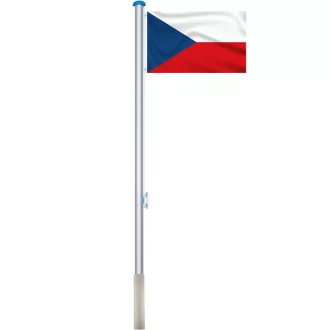 Vlajka se stožárem 90*150cm s českou vlajkou