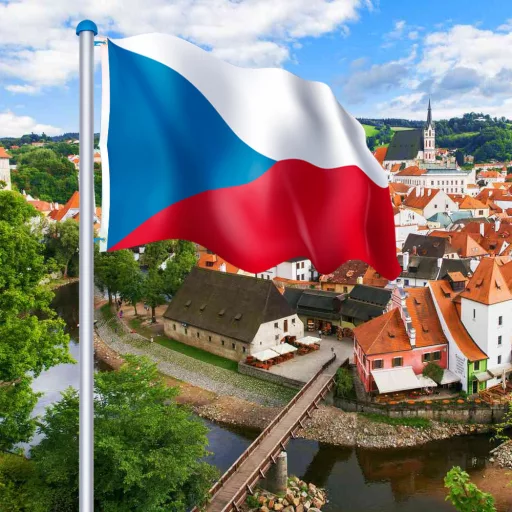 Vlajka se stožárem 90*150cm s českou vlajkou