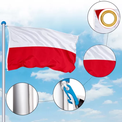 Vlajka se stožárem 90*150cm s polskou vlajkou