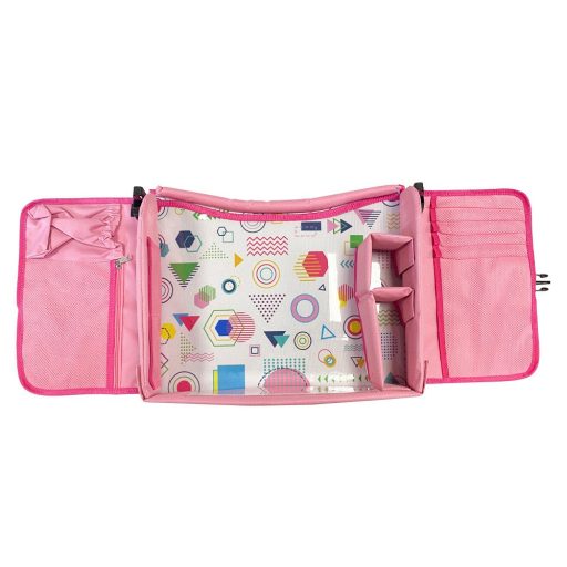 Přenosný dětský stolek do auta, s kapsami - růžový