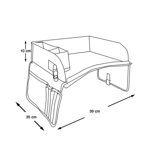 Přenosný dětský stolek do auta, s kapsami - růžový