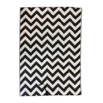 Venkovní koberec, oboustranný, 180x120 cm, černá-bílá