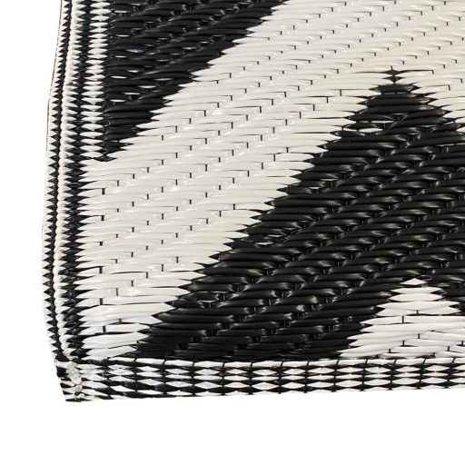 Venkovní koberec, oboustranný, 180x120 cm, černá-bílá