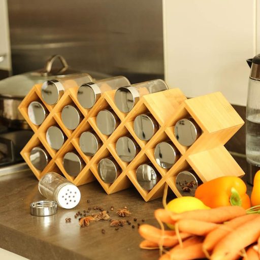 18dílný bambusový stojan na koření