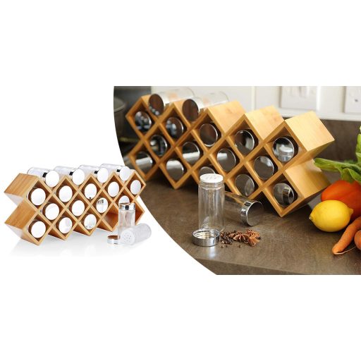 18dílný bambusový stojan na koření