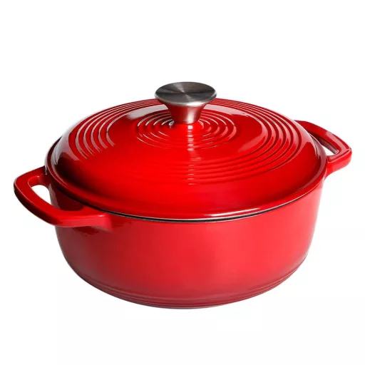 Smaltovaný litinový hrnec s poklicí 5,7 L, červený