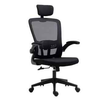   Ergonomická kancelářská židle s bederní opěrkou a opěrkou hlavy, černá 